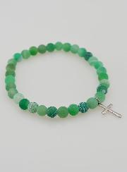 Bracelet Religieux Croix & Agate - Vert