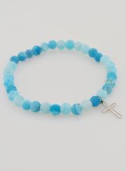 Bracelet Religieux Croix & Agate - Bleu