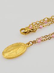Collier Perlé Médaille Miraculeuse - Rose