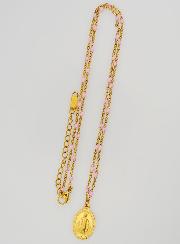 Collier Perlé Médaille Miraculeuse - Rose