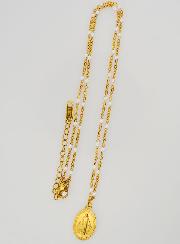 Médaille Miraculeuse & Chaîne à Perles - Blanc