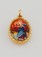 Médaille Bord Torsadé 25mm - Saint Christophe