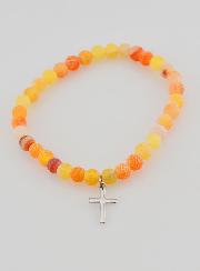 Bracelet Religieux Croix & Agate - Orange