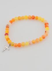 Bracelet Religieux Croix & Agate - Orange