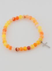 Bracelet Religieux Croix & Agate - Orange