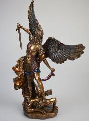 Statue Religieuse de Saint Michel Archange en Bronze - 37 cm