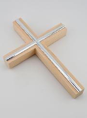 Crucifix Érable Finition Argentée - 20cm