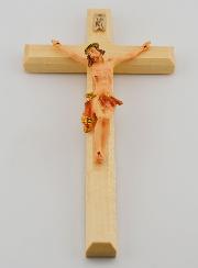 Crucifix en Tilleul & Christ au Linge Rouge - 18 cm