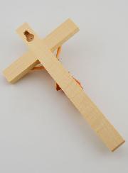 Crucifix en Tilleul & Christ au Linge Rouge - 18 cm