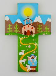 Croix Enfant en Bois - Bon Berger