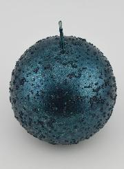Bougie Boule de Noël Pailletée - Bleu Vert