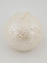 Bougie Décoration Sphère Pailletée - Blanc Perlé