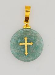 Médaille Avec Croix - Bleu Vert