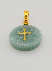 Médaille Avec Croix - Bleu Vert