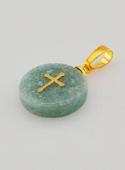 Médaille Avec Croix - Bleu Vert