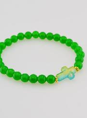 Bracelet Religieux Croix & Jade Vert