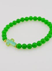 Bracelet Religieux Croix & Jade Vert