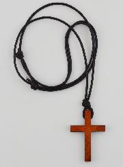 Croix en Bois & Cordon Cuir Réglable