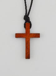 Croix en Bois & Cordon Cuir Réglable