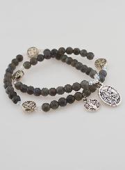Chapelet Pierre Naturelle - Labradorite, St Benoît & St Michel