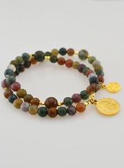 Chapelet Pierre d'Agate Indienne - Padre Pio & Saint Benoît