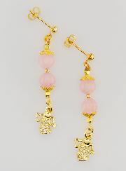 Boucles d'Oreilles Ange Gardien en Opale - Doré