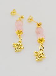 Boucles d'Oreilles Ange Gardien en Opale - Doré