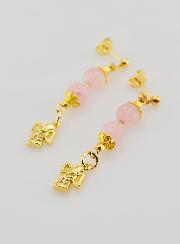 Boucles d'Oreilles Ange Gardien en Opale - Doré