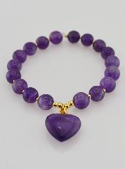 Bracelet Pierre Naturelle Coeur - Améthyste