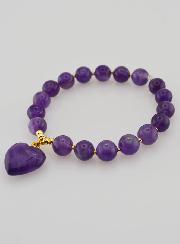 Bracelet Pierre Naturelle Coeur - Améthyste
