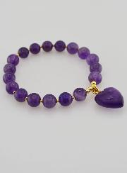 Bracelet Pierre Naturelle Coeur - Améthyste