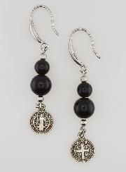 Boucles d'Oreilles de Protection - St Benoît & Obsidienne