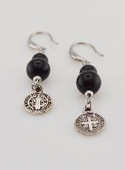 Boucles d'Oreilles de Protection - St Benoît & Obsidienne