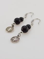 Boucles d'Oreilles de Protection - St Benoît & Obsidienne