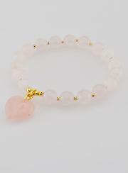 Bracelet Pierre Naturelle Coeur - Quartz Rose