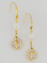 Boucles d'Oreilles - Pierre de Lune & Croix