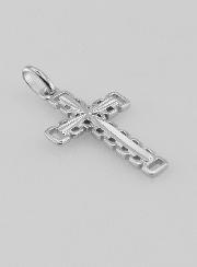 Pendentif Croix Sculptée & Ajourée en Argent