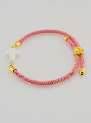 Bracelet Religieux Avec Croix - Rose