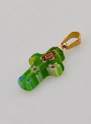 Pendentif Croix en Verre Artisanale - Vert