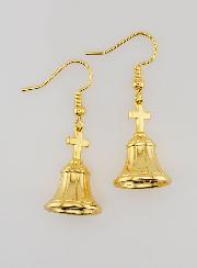 Boucles d'Oreilles Religieuses Cloche Finition Or 18K