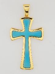 Pendentif Croix 4cm - Turquoise