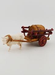 Santon Charette Boeuf et Tonneau - Hauteur 6 cm