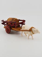 Santon Charette Boeuf et Tonneau - Hauteur 6 cm