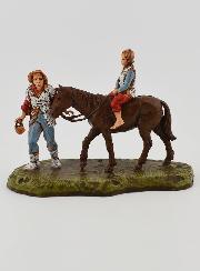 Santon Montagnard et Enfant à Cheval - Hauteur 6 cm