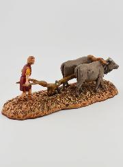 Santon Paysan et sa Charrue - Hauteur 6 cm