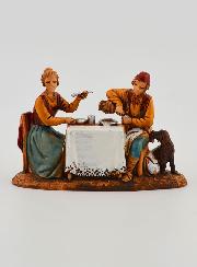 Santon Couple Attablé - 6 cm