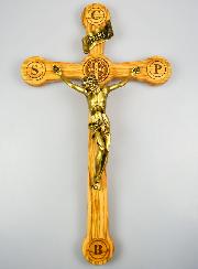 Grande Croix de Saint Benoît en Olivier - 48cm