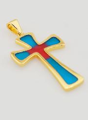 Pendentif Croix 4cm - Bleu et Rouge