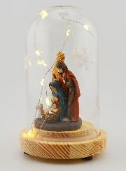 Nativité Lumineuse Sous Cloche - 14cm