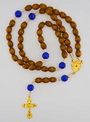 Chapelet Ex Voto Perles Bois Ovale - Bleu
